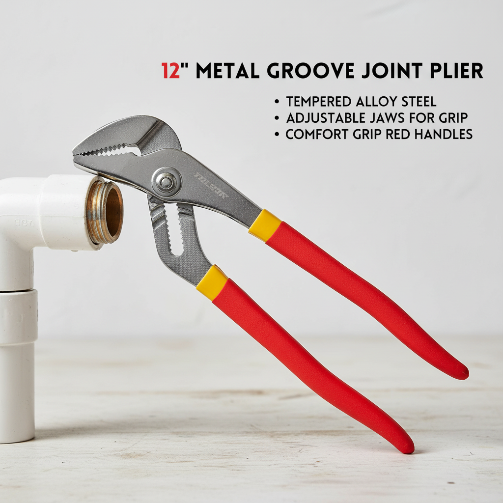 12" (approx. 30 cm) A3 carbon steel red handle slotted connector water pump clamp