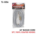 60-inch (5-foot) elastic rope with rubber-coated hooks, outdoor binding elastic rope, luggage securing bungee rope