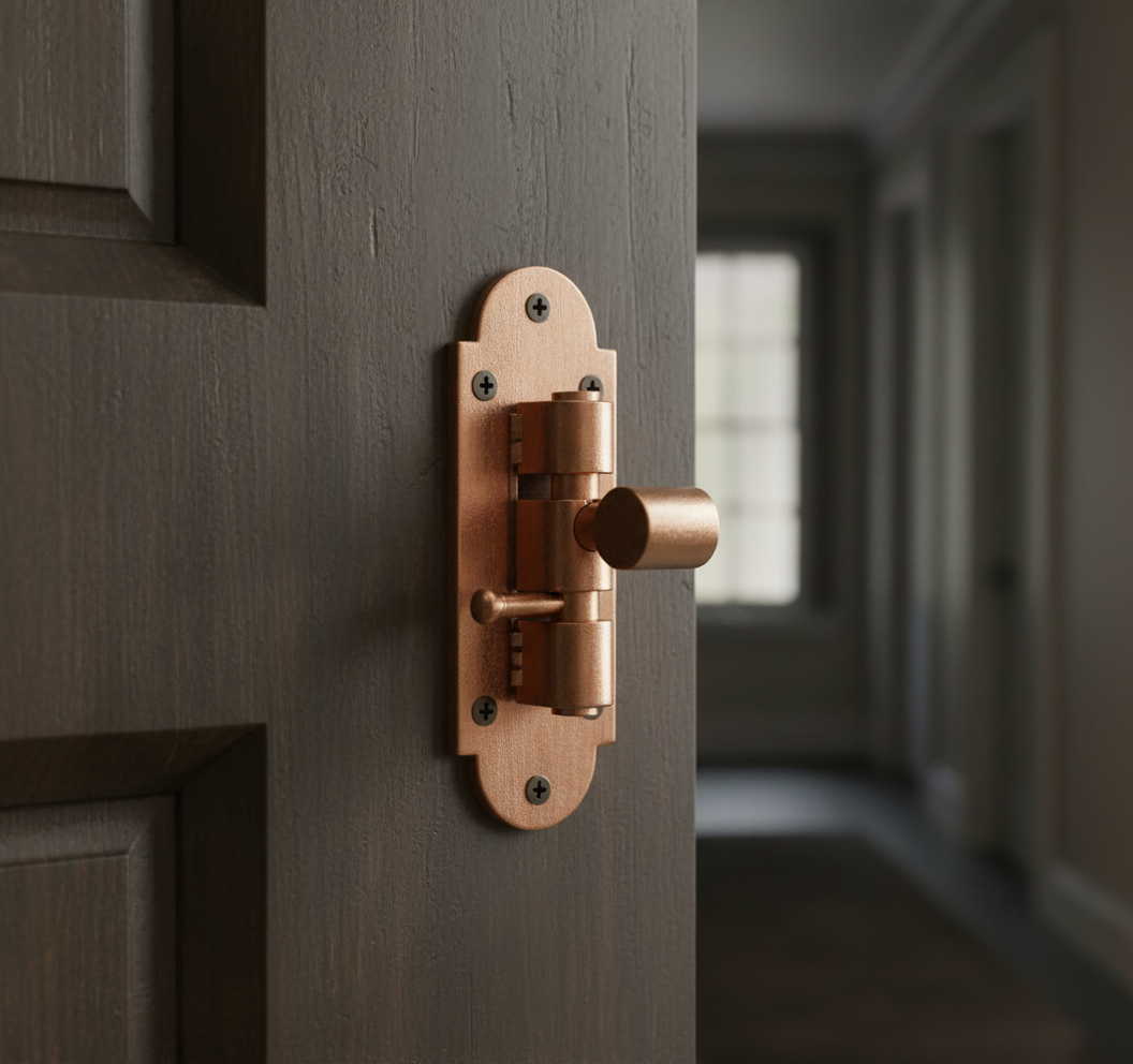 4-inch antique bronze bolt, door and window security latch, brass plated latch with mounting screws