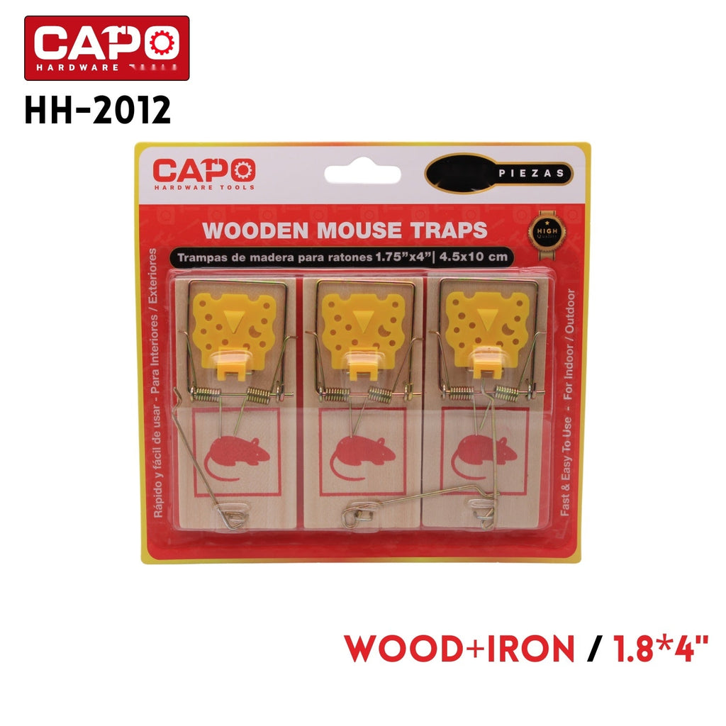 3-pack wooden mousetraps, 1.8 x 4 inches, powerful household mousetraps, rat extermination tool.