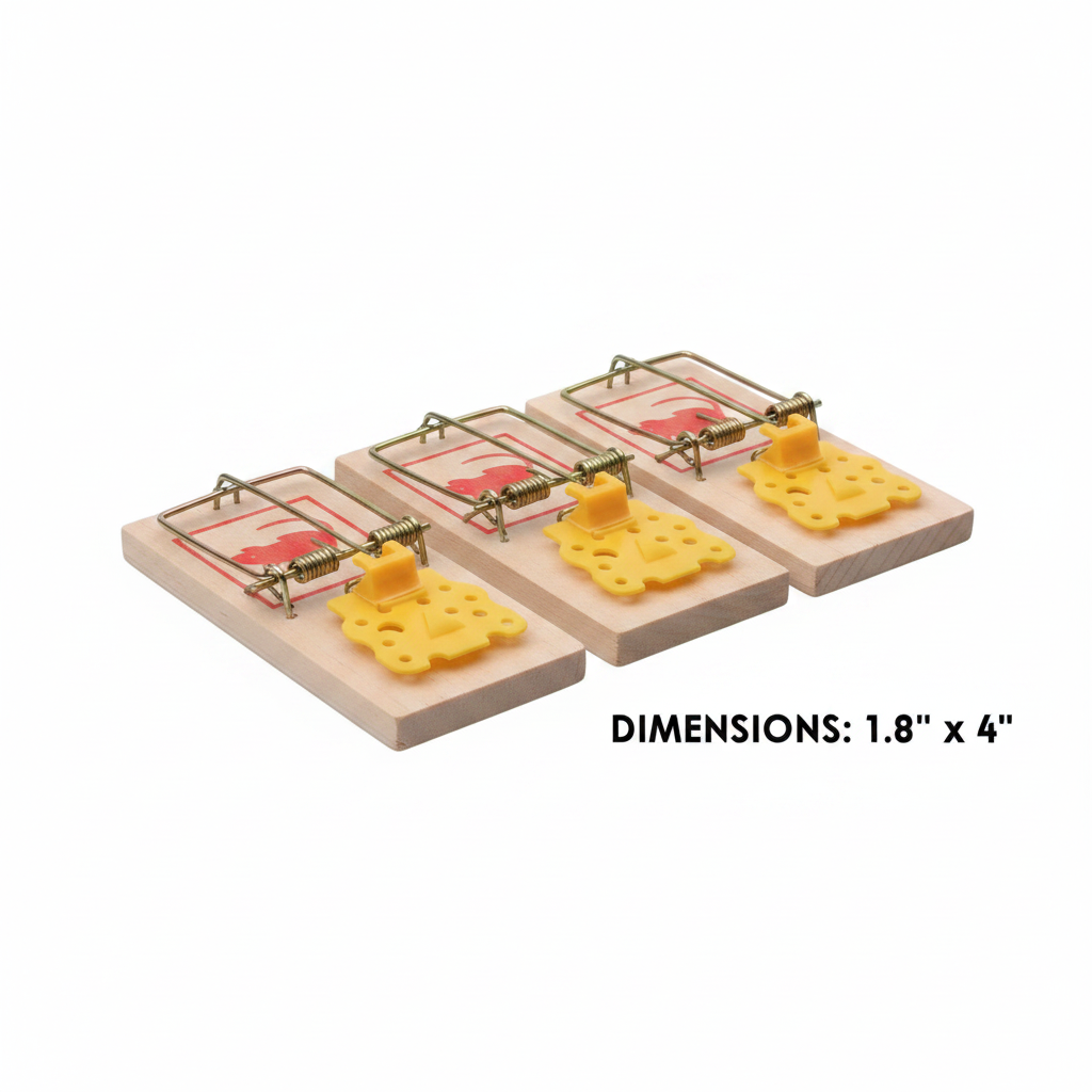 3-pack wooden mousetraps, 1.8 x 4 inches, powerful household mousetraps, rat extermination tool.