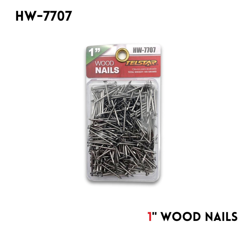 1-inch woodworking nails, round-headed solid wood nails, straight nails for home renovation fixing.