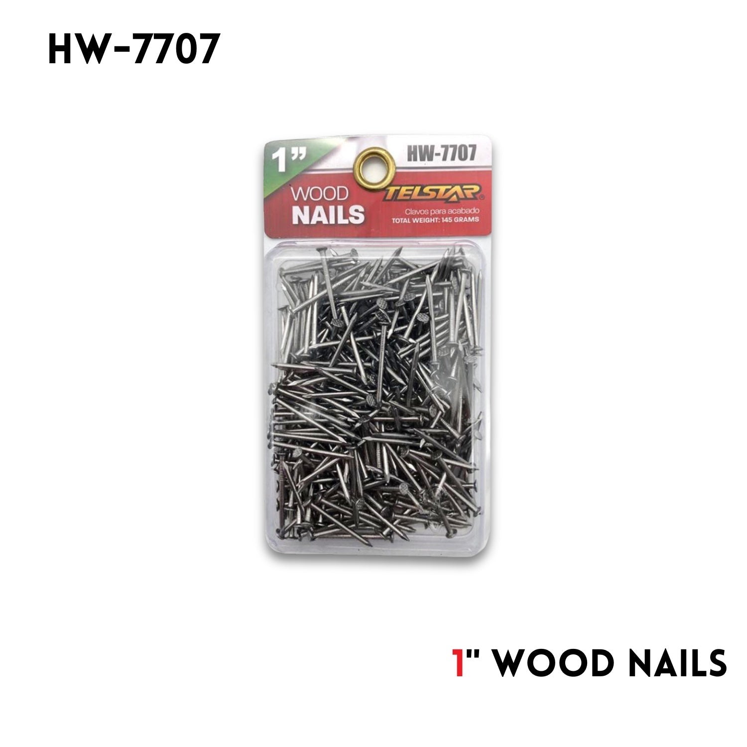 1-inch woodworking nails, round-headed solid wood nails, straight nails for home renovation fixing.