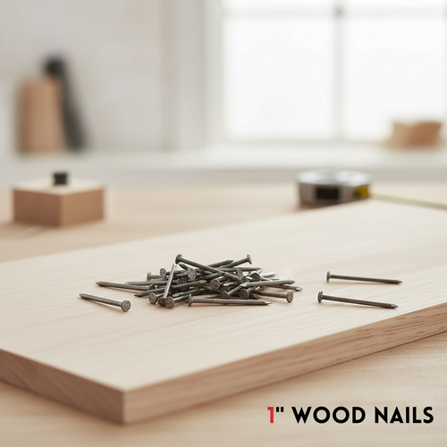 1-inch woodworking nails, round-headed solid wood nails, straight nails for home renovation fixing.