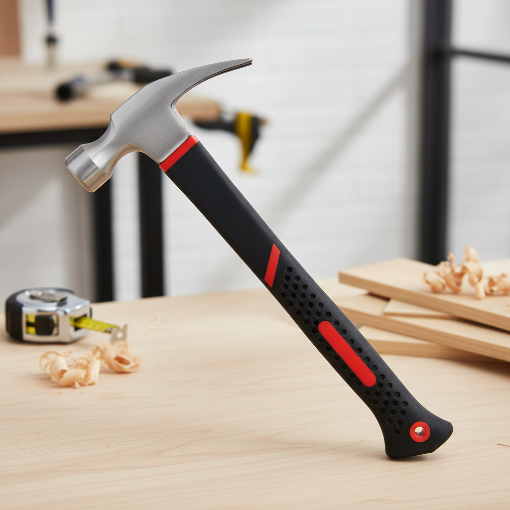 20 oz High-Strength Fiberglass Handle Claw Hammer, Flat-Head Non-Slip Nail Puller, Household/Industrial Grade Hammer