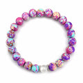 Beaded elastic bracelet with colorful patterns, fashionable jewelry, suitable for everyday wear.