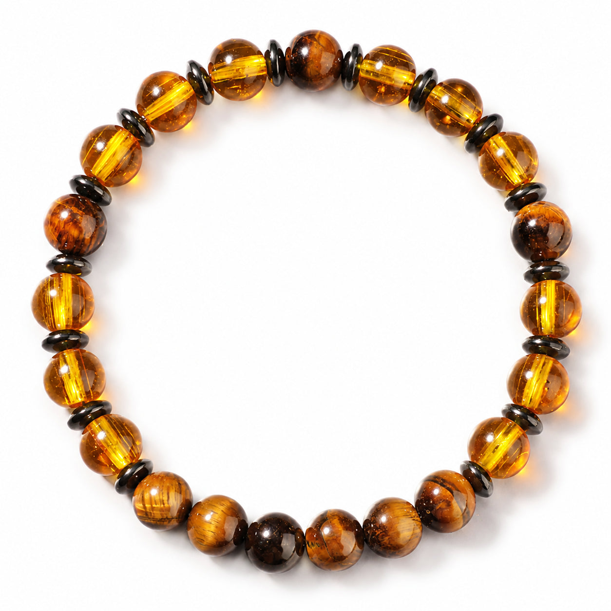 Tiger's Eye Bracelet for Men and Women, Citrine Natural Stone Beaded Bracelet Jewelry