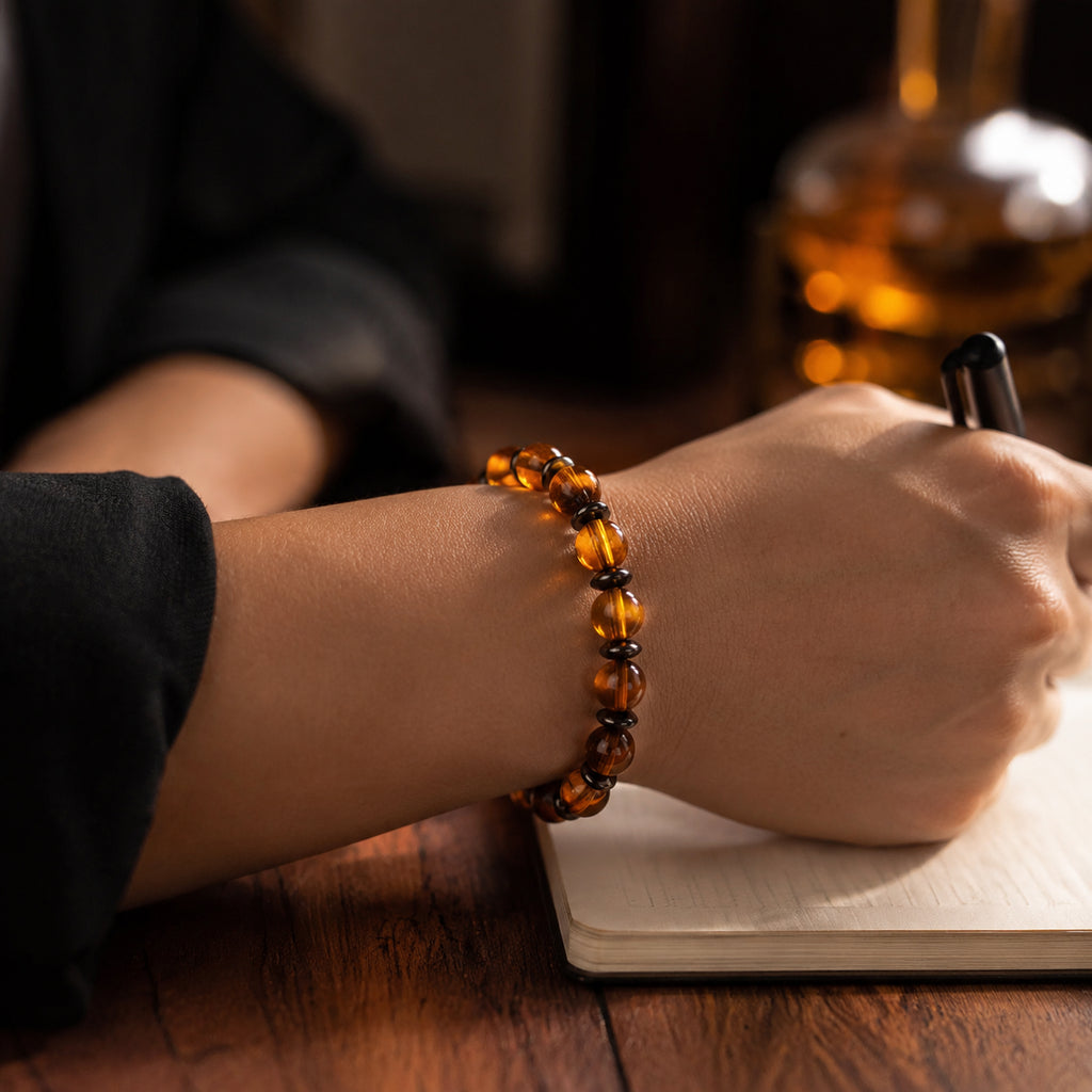 Tiger's Eye Bracelet for Men and Women, Citrine Natural Stone Beaded Bracelet Jewelry