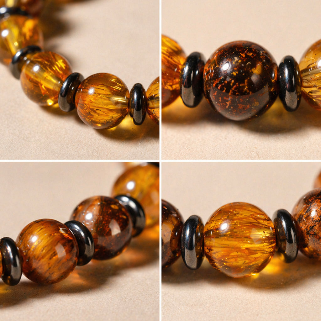 Tiger's Eye Bracelet for Men and Women, Citrine Natural Stone Beaded Bracelet Jewelry