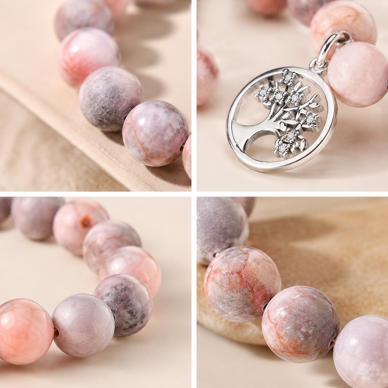 Natural stone bead bracelet, Tree of Life pendant, suitable as a gift for women, sisters-in-law, or other female companions.