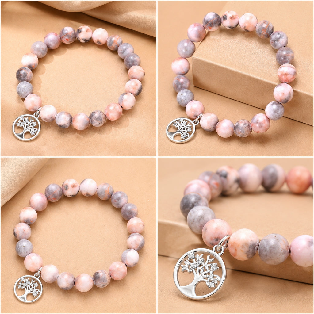 Natural stone bead bracelet, Tree of Life pendant, suitable as a gift for women, sisters-in-law, or other female companions.