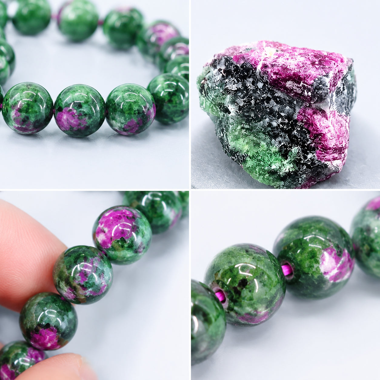 Natural spinel zoisite bead elastic bracelet for men and women, suitable for yoga and meditation.