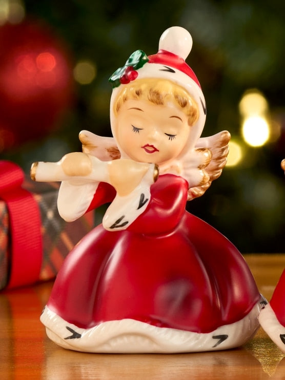 Christmas Ceramic Angel Musician Figurines, Set of 3