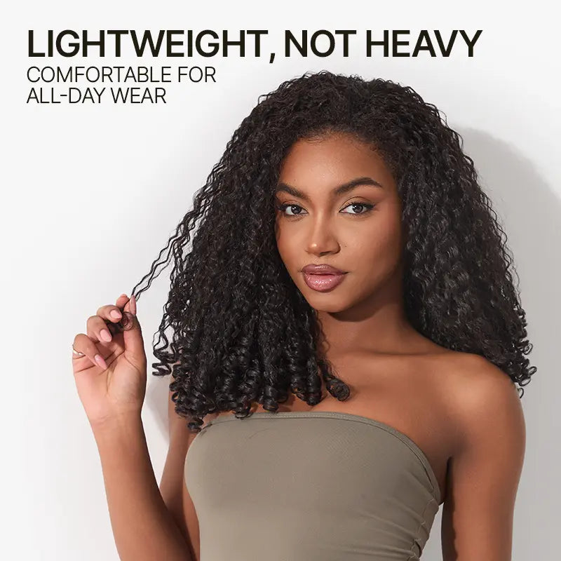 3-in-1 Curly Half Wig - 18" Glueless Burmese Spiral Curls