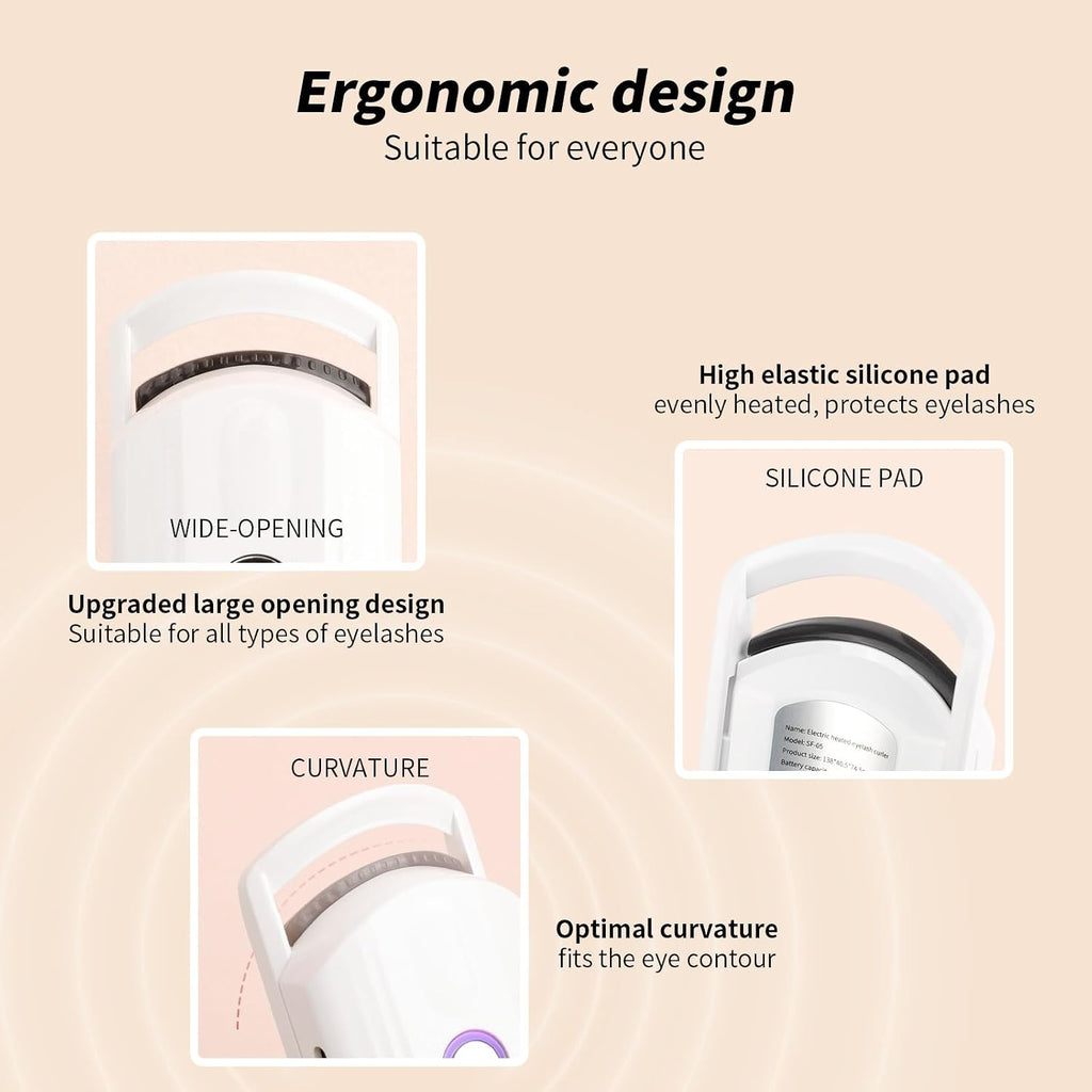 docolor Heated Eyelash Curler fast heat up within 10s, 24 hours long lasting Electric Eyelash Curler 3 Temperature Modes with USB Rechargeable safe lash curler quick natural curling eye lashes