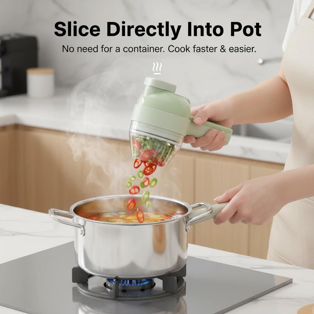 4-in-1 Cordless Electric Vegetable Cutter & Food Processor Set