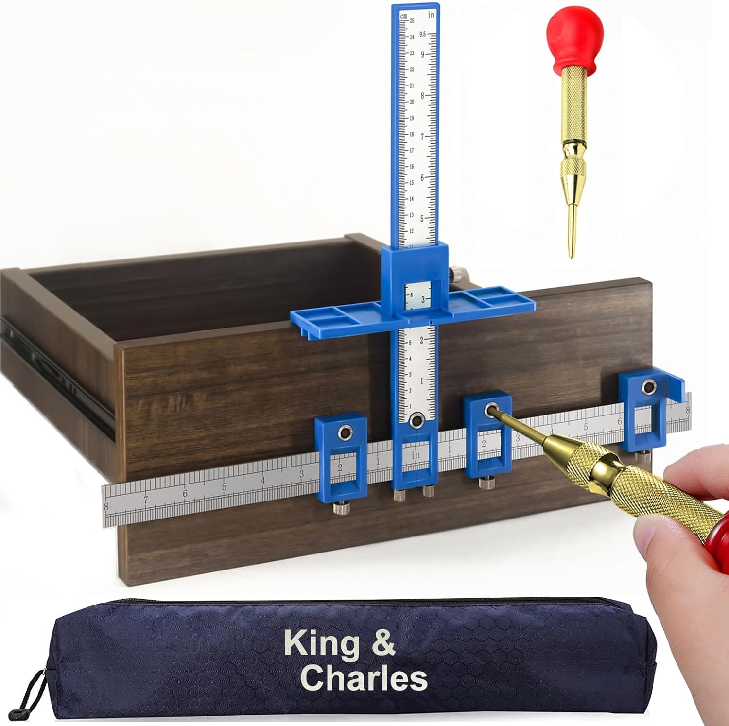 King&Charles Cabinet Hardware Jig & Automatic Center Punch Set.