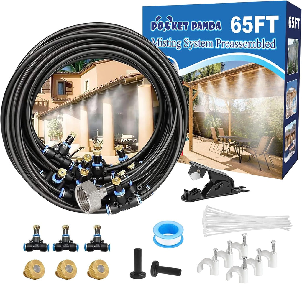 Outdoor Misting Cooling System, Patio Water Mist Kit for Garden Pool BBQ