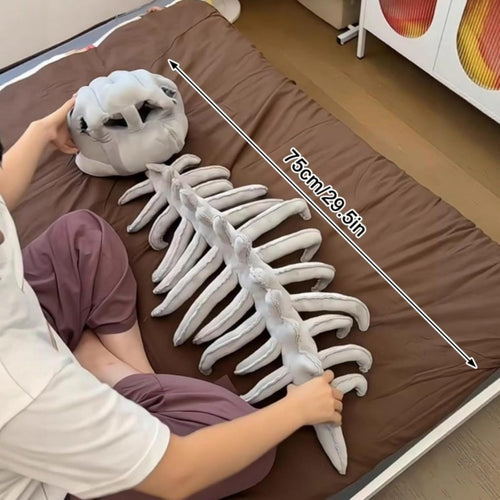 3D Dinosaur Skeleton Plush Helmet & Soft Spine Tail Costume Set