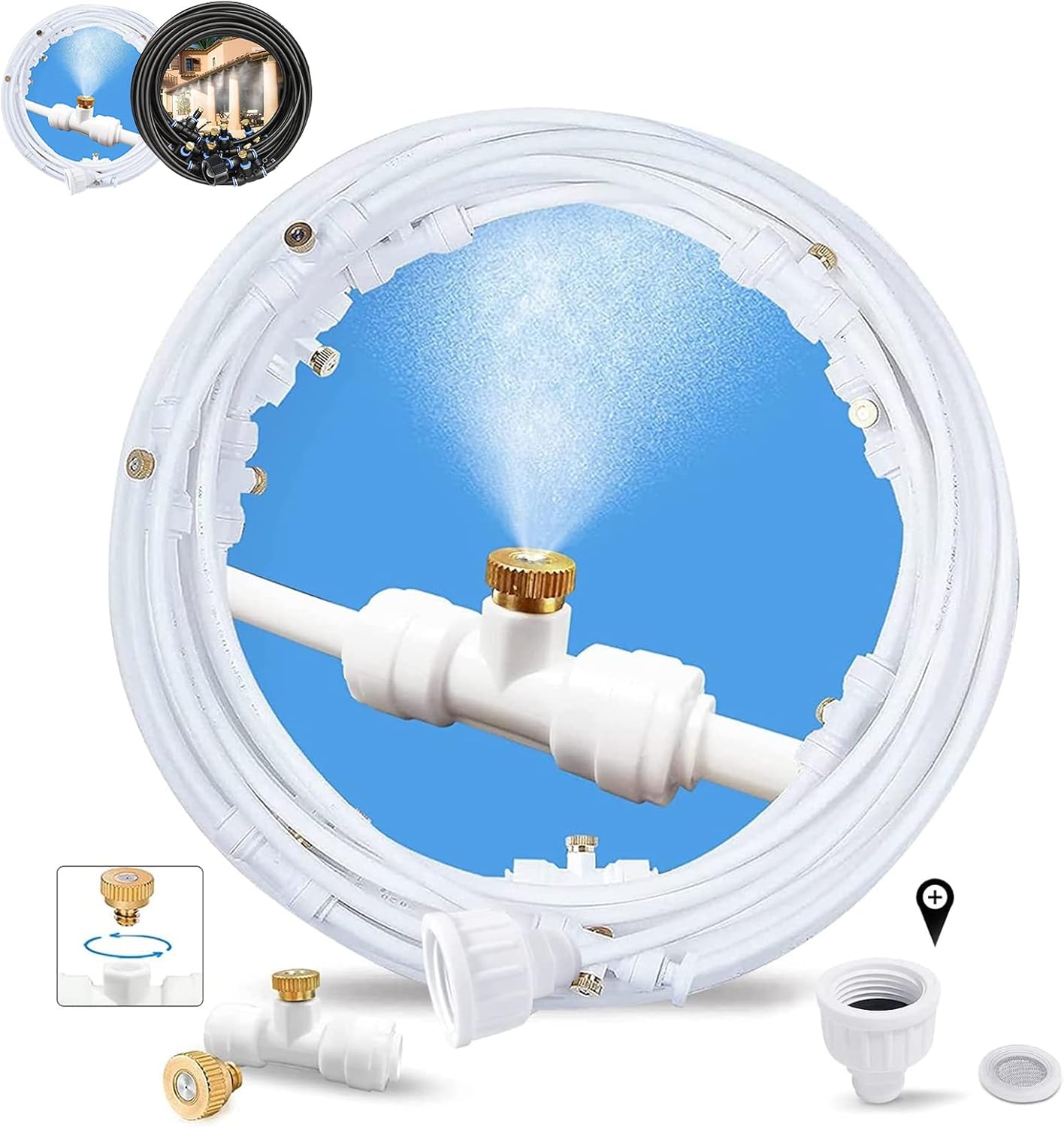 Outdoor Misting Cooling System, Patio Water Mist Kit for Garden Pool BBQ