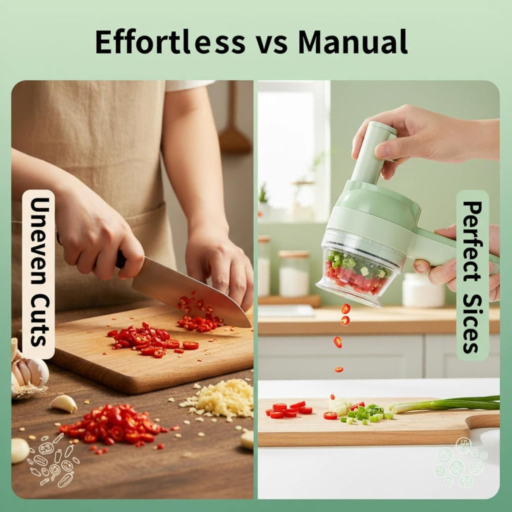 4-in-1 Cordless Electric Vegetable Cutter & Food Processor Set