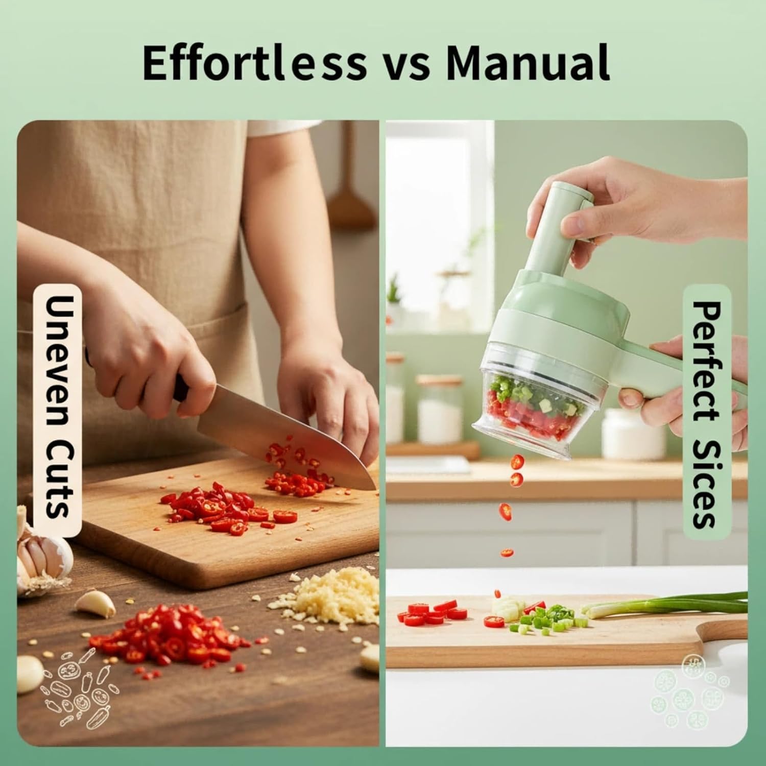 4-in-1 Cordless Electric Vegetable Cutter & Food Processor Set