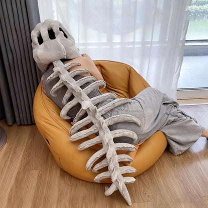 3D Dinosaur Skeleton Plush Helmet & Soft Spine Tail Costume Set
