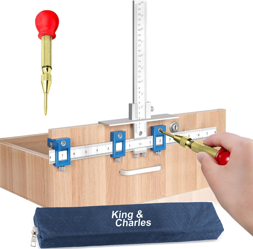 King&Charles Cabinet Hardware Jig & Automatic Center Punch Set.