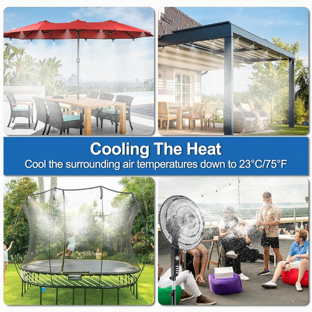 Outdoor Misting Cooling System, Patio Water Mist Kit for Garden Pool BBQ
