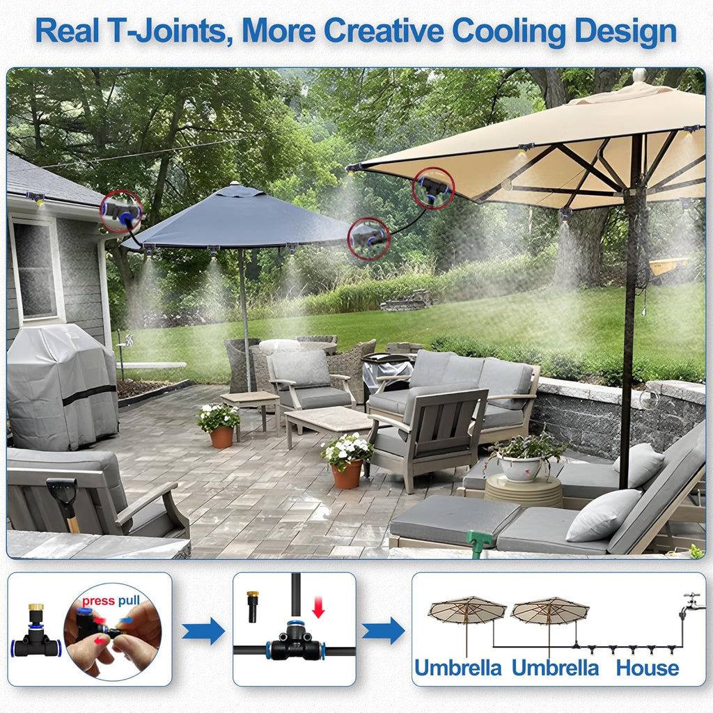 Outdoor Misting Cooling System, Patio Water Mist Kit for Garden Pool BBQ