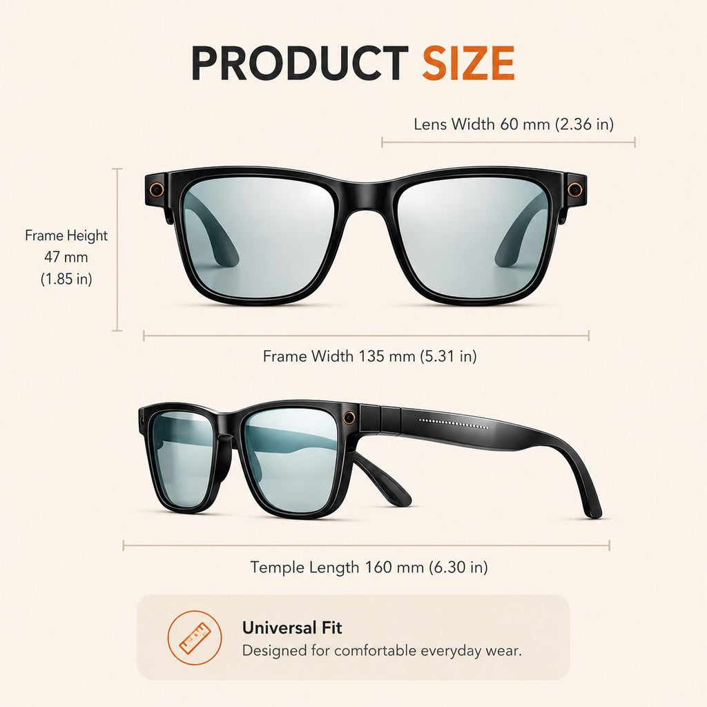AI Smart Glasses - Camera 8 MP, Real-Time Translation, Navigation