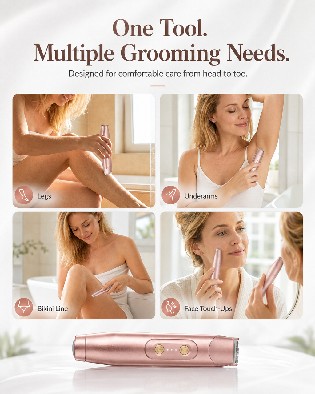🚨 Pink GONE !! ACT FAST ⚡Bikini Trimmer for Women, Electric Shaver and Razor Rechargeable 2-in-1 Body and Facial Epilator, Underarms and Legs, IPX7 Waterproof