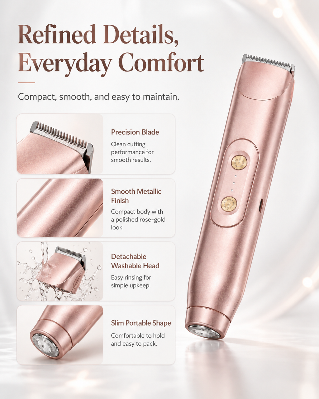 🚨 Pink GONE !! ACT FAST ⚡Bikini Trimmer for Women, Electric Shaver and Razor Rechargeable 2-in-1 Body and Facial Epilator, Underarms and Legs, IPX7 Waterproof