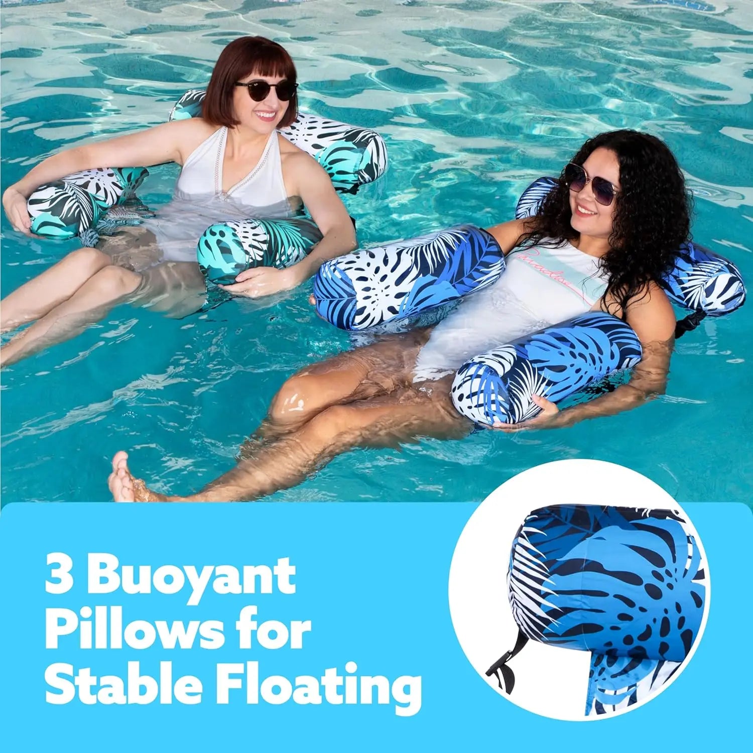 🏖️Inflatable Water Hammock Pool Float Chair💦 Breathable Mesh Floating Seat🛟 Great Savings When You Order A Pair