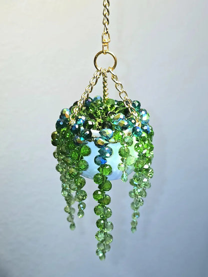 Crystal Glow: Longer Strand Beaded Plant Suncatcher - Add Whimsy to Your Window 🏠💫