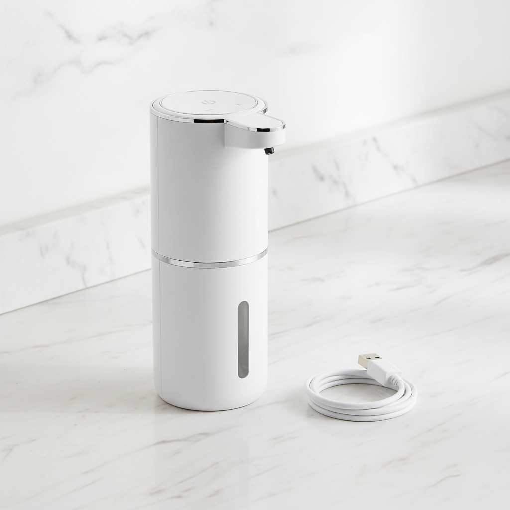 Touchless Foam Soap Dispenser Cleaner Hands. Less Mess. No Touching.